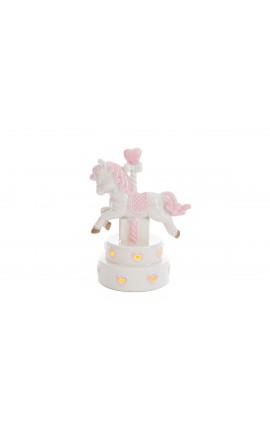 Bomboniera Battesimo Nascita Compleanno Unicorno Porcellana Led Rosa Grande