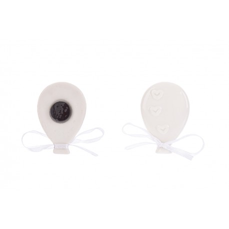 Bomboniera Battesimo Nascita Compleanno Calamita Magnete Palloncino Porcellana Bianco