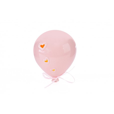 Bomboniera Battesimo Nascita Compleanno  Appendino Palloncino Led Porcellana Rosa
