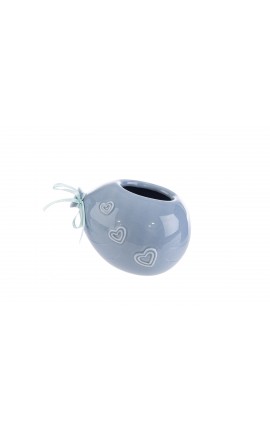 Bomboniera Battesimo Nascita Compleanno Vasetto Palloncino Porcellana Celeste