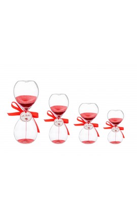 Bomboniera Laurea Cresima Compleanno Clessidra Rossa Con Astuccio h.12 Cm