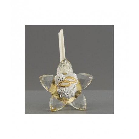 Bomboniera Matrimonio Profumatore Diffusore Gocce Con Placca Argento Fedi Con Astuccio
