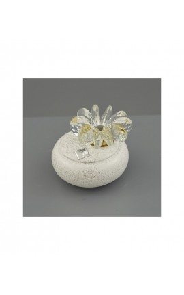 Bomboniera Matrimonio Profumatore Diffusore Cristallo Tondo Basso Bianco Glitter