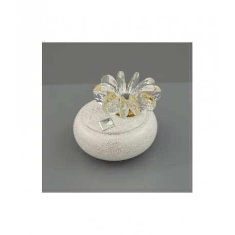 Bomboniera Matrimonio Profumatore Diffusore Cristallo Tondo Basso Bianco Glitter