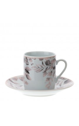 Bomboniera Matrimonio Set 2 Tazzine Caffè Porcellana Botanic Rosa Con Box HERVIT