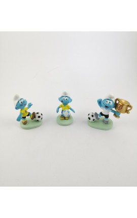 Bomboniera Puffo Calciatore In Resina Colorata 3 Assortiti