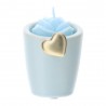 Bomboniera Matrimonio Portacandela Gres Con Candela Rosa Blu Cuore Oro HERVIT