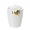 Bomboniera Matrimonio Portacandela Gres Con Candela Rosa Bianco Cuore Oro HERVIT