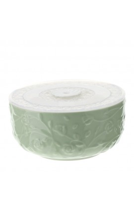 Bomboniera Matrimonio Scatola Contenitore Porcellana Roselline Verde HERVIT