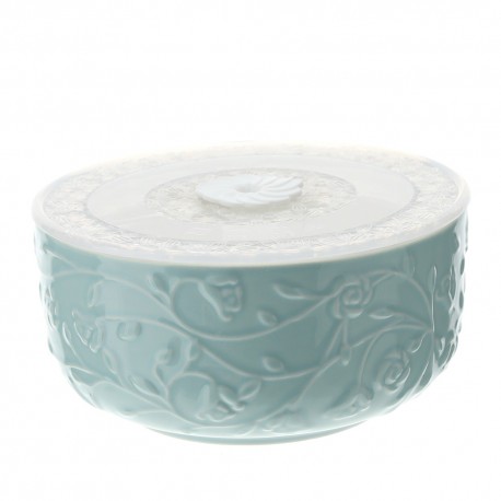 Bomboniera Matrimonio Scatola Contenitore Porcellana Roselline Blu HERVIT