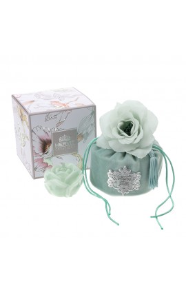 Bomboniera Matrimonio Secchiello In Velluto Verde Con Candela Rosa Verde HERVIT