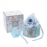 Bomboniera Matrimonio Secchiello In Velluto Blu Con Candela Rosa Blu HERVIT