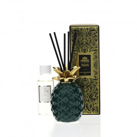 Bomboniera Matrimonio Profuamatore Profumambiente Ananas Gres Verde e Oro 50 Ml HERVIT
