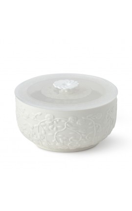 Bomboniera Matrimonio Contenitore Roselline Porcellana Bianco  HERVIT