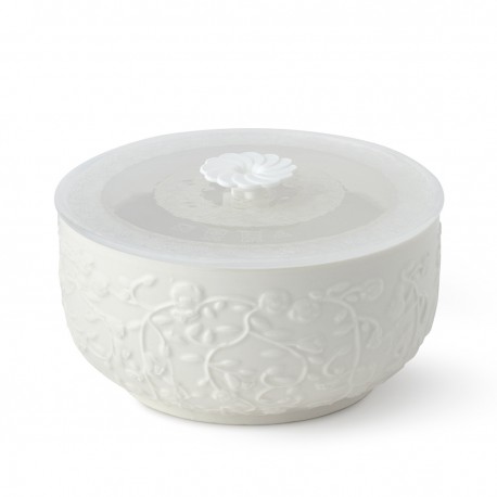 Bomboniera Matrimonio Contenitore Roselline Porcellana Bianco  HERVIT
