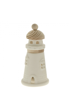 Bomboniera Matrimonio Comunione Faro Led Porcellana e Legno h.15 Cm