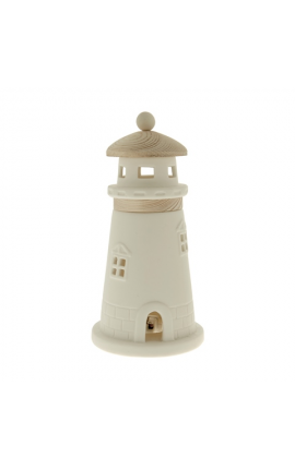 Bomboniera Matrimonio Comunione Faro Led Porcellana e Legno h.27 Cm