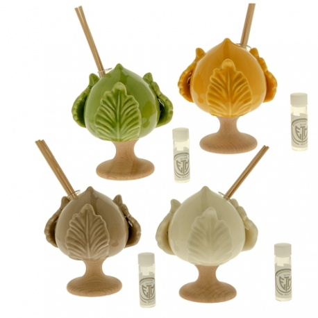 Bomboniera Matrimonio Profumatore Diffusore Pumo Pomo Porcellana e Legno 4 Colori Assortiti Con Box