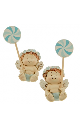 Bomboniera Battesimo Nascita Compleanno Magnete Girandola Bimbo Celeste 2 Assortiti