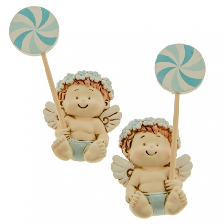 Bomboniera Battesimo Nascita Compleanno Magnete Girandola Bimbo Celeste 2 Assortiti