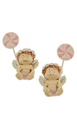 Bomboniera Battesimo Nascita Compleanno Magnete Girandola Bimba Rosa 2 Assortiti