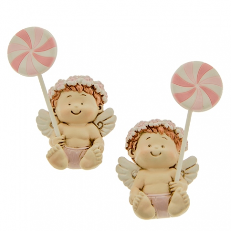 Bomboniera Battesimo Nascita Compleanno Magnete Girandola Bimba Rosa 2 Assortiti
