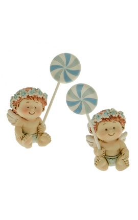 Bomboniera Battesimo Nascita Compleanno  Girandola Bimbo Celeste 2 Assortiti