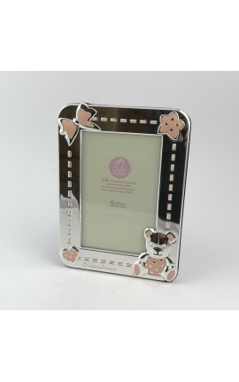 Portafoto in Metallo Rosa Dettaglio Orsetto