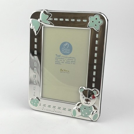 Portafoto in Metallo Dettaglio Orsetto Celeste