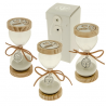Bomboniera Matrimonio Compleanno Clessidra Albero Della Vita Vetro e Legno 3 Assortite Con Box
