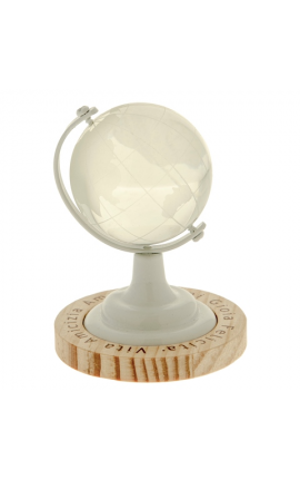 Bomboniera Matrimonio Compleanno Mappamondo Con Base Legno  Metallo e Vetro h.9 Cm