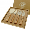 Bomboniera Matrimonio Set 4 pezzi Formaggio Legno e Metallo 15,5 Cm Con Box