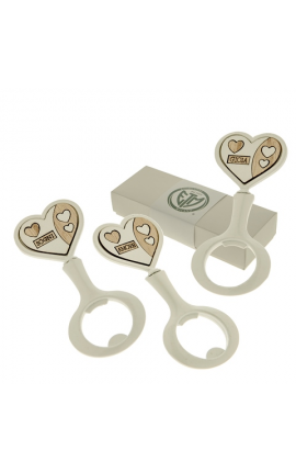 Bomboniera Matrimonio Apribottiglie Legno e Metallo 3 Assortiti Con Box