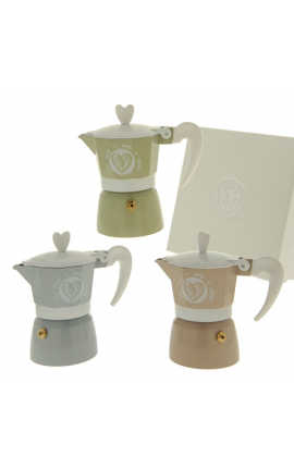 Bomboniera Matrimonio Moka Caffettiera Metallo 3 Assortiti Con Box
