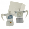 Bomboniera Matrimonio Moka Caffettiera Maioliche Metallo 2 Assortiti Con Box