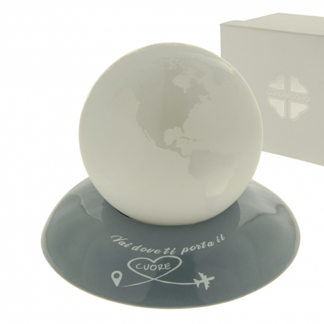 Bomboniera Solidale Matrimonio Mondo Led Base Avion Porcellana Con Box
