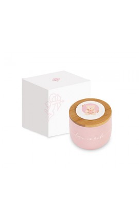 Bomboniera Battesimo Compleanno  Barattolo Candela Profumata Rosa Orsetto Con Box