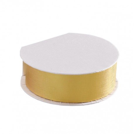 Astuccio Tondo Portaconfetti Con Divisorio Bianco e Oro 12x4 cm