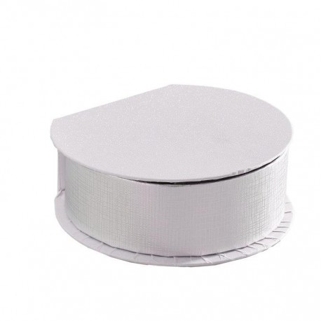 Astuccio Tondo Portaconfetti Con Divisorio Bianco e Argento 12x4 cm