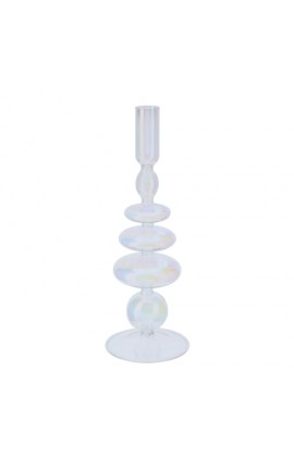 PORTACANDELA VETRO BLOW DIA.9X26 CM TRASPARENTE HERVIT