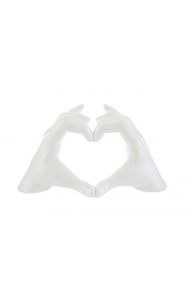 Bomboniera Matrimonio Cuore Mani Resina colore Bianco Con Shopper 23x9xH.13 Cm
