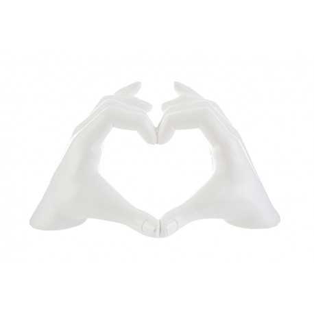 Bomboniera Matrimonio Cuore Mani Resina colore Bianco Con Shopper 23x9xH.13 Cm