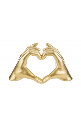 Bomboniera Matrimonio Cuore Mani Resina colore Oro Con Shopper 23x9xH.13 Cm
