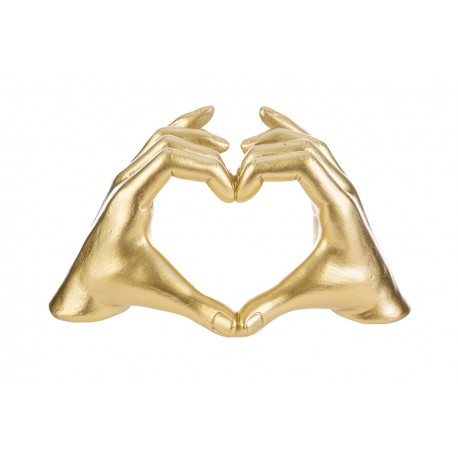 Bomboniera Matrimonio Cuore Mani Resina colore Oro Con Shopper 23x9xH.13 Cm