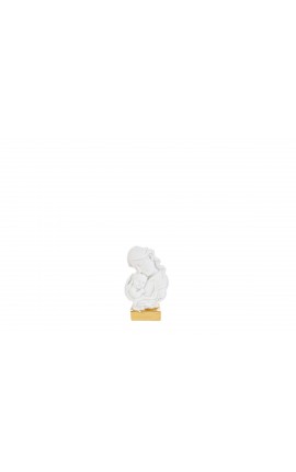 Bomboniera Battesimo Nascita Statua  Maternità Moderna Oro e Bianco con Shopper