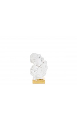 Bomboniera Battesimo Nascita Statua  Maternità Moderna Oro e Bianco 12,5x6,5xh.20,5 Cm  con Shopper