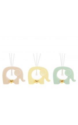 Bomboniera Compleanno Battesimo Profumatore Diffusore Elefantino Porcellana 3 Colori Assortiti Con Astuccio
