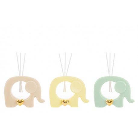 Bomboniera Compleanno Battesimo Profumatore Diffusore Elefantino Porcellana 3 Colori Assortiti Con Astuccio
