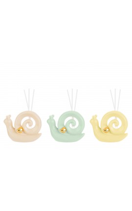 Bomboniera Compleanno Battesimo Profumatore Diffusore Lumaca Porcellana 3 Colori Assortiti Con Astuccio