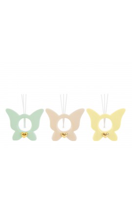 Bomboniera Compleanno Battesimo Profumatore Diffusore Farfalla Porcellana 3 Colori Assortiti Con Astuccio